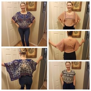 3 Cute boho crop tops - Sz M, L, & L